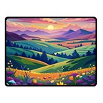 Field Valley Nature Meadows Flowers Dawn Landscape Two Sides Fleece Blanket (Small)