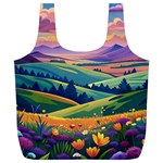 Field Valley Nature Meadows Flowers Dawn Landscape Full Print Recycle Bag (XL)