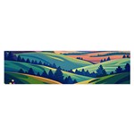Field Valley Nature Meadows Flowers Dawn Landscape Oblong Satin Scarf (16  x 60 )