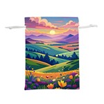 Field Valley Nature Meadows Flowers Dawn Landscape Lightweight Drawstring Pouch (S)