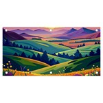 Field Valley Nature Meadows Flowers Dawn Landscape Banner and Sign 6  x 3 