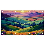 Field Valley Nature Meadows Flowers Dawn Landscape Banner and Sign 7  x 4 