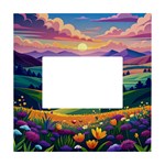 Field Valley Nature Meadows Flowers Dawn Landscape White Box Photo Frame 4  x 6 