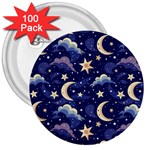 Night Moon Seamless Background Stars Sky Clouds Texture Pattern 3  Buttons (100 pack) 