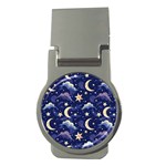 Night Moon Seamless Background Stars Sky Clouds Texture Pattern Money Clips (Round) 
