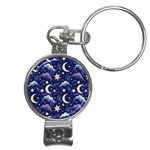 Night Moon Seamless Background Stars Sky Clouds Texture Pattern Nail Clippers Key Chain