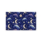 Night Moon Seamless Background Stars Sky Clouds Texture Pattern Sticker (Rectangular)