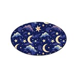 Night Moon Seamless Background Stars Sky Clouds Texture Pattern Sticker Oval (100 pack)
