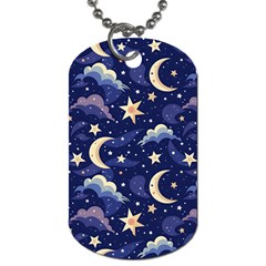 Night Moon Seamless Background Stars Sky Clouds Texture Pattern Dog Tag (Two Sides) from UrbanLoad.com Back