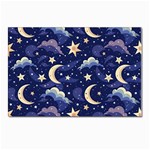 Night Moon Seamless Background Stars Sky Clouds Texture Pattern Postcard 4 x 6  (Pkg of 10)