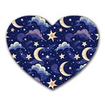 Night Moon Seamless Background Stars Sky Clouds Texture Pattern Heart Mousepad