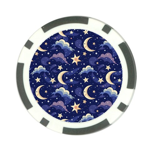 Night Moon Seamless Background Stars Sky Clouds Texture Pattern Poker Chip Card Guard from UrbanLoad.com Front