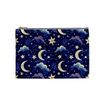 Night Moon Seamless Background Stars Sky Clouds Texture Pattern Cosmetic Bag (Medium)