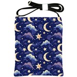 Night Moon Seamless Background Stars Sky Clouds Texture Pattern Shoulder Sling Bag