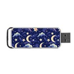 Night Moon Seamless Background Stars Sky Clouds Texture Pattern Portable USB Flash (One Side)