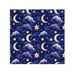 Night Moon Seamless Background Stars Sky Clouds Texture Pattern Square Satin Scarf (30  x 30 )