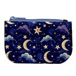 Night Moon Seamless Background Stars Sky Clouds Texture Pattern Large Coin Purse