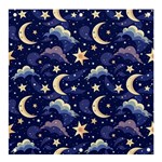 Night Moon Seamless Background Stars Sky Clouds Texture Pattern Banner and Sign 4  x 4 