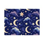 Night Moon Seamless Background Stars Sky Clouds Texture Pattern Premium Plush Fleece Blanket (Mini)