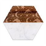 Night Moon Seamless Background Stars Sky Clouds Texture Pattern Marble Wood Coaster (Hexagon) 