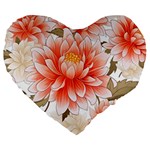 Flowers Plants Sample Design Rose Garden Flower Decoration Love Romance Bouquet Large 19  Premium Flano Heart Shape Cushions