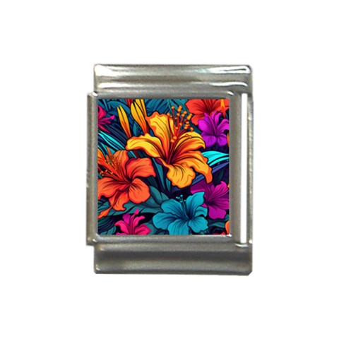 Hibiscus Flowers Colorful Vibrant Tropical Garden Bright Saturated Nature Italian Charm (13mm) from UrbanLoad.com Front
