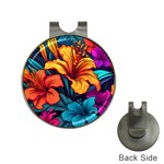 Hibiscus Flowers Colorful Vibrant Tropical Garden Bright Saturated Nature Hat Clips with Golf Markers