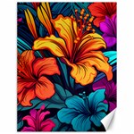 Hibiscus Flowers Colorful Vibrant Tropical Garden Bright Saturated Nature Canvas 18  x 24 