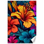 Hibiscus Flowers Colorful Vibrant Tropical Garden Bright Saturated Nature Canvas 24  x 36 