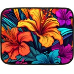 Hibiscus Flowers Colorful Vibrant Tropical Garden Bright Saturated Nature Two Sides Fleece Blanket (Mini)