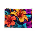 Hibiscus Flowers Colorful Vibrant Tropical Garden Bright Saturated Nature Cosmetic Bag (Large)