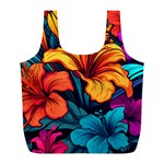 Hibiscus Flowers Colorful Vibrant Tropical Garden Bright Saturated Nature Full Print Recycle Bag (L)