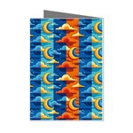 Clouds Stars Sky Moon Day And Night Background Wallpaper Mini Greeting Cards (Pkg of 8)