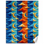 Clouds Stars Sky Moon Day And Night Background Wallpaper Canvas 36  x 48 
