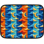 Clouds Stars Sky Moon Day And Night Background Wallpaper Two Sides Fleece Blanket (Mini)