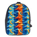 Clouds Stars Sky Moon Day And Night Background Wallpaper School Bag (XL)