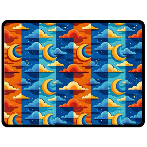 Clouds Stars Sky Moon Day And Night Background Wallpaper Two Sides Fleece Blanket (Large) from UrbanLoad.com 80 x60  Blanket Front