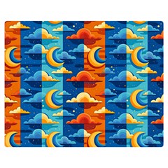 Clouds Stars Sky Moon Day And Night Background Wallpaper Two Sides Premium Plush Fleece Blanket (Teen Size) from UrbanLoad.com 60 x50  Blanket Front