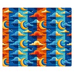 Clouds Stars Sky Moon Day And Night Background Wallpaper Premium Plush Fleece Blanket (Small)