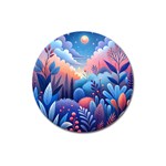 Nature Night Bushes Flowers Leaves Clouds Landscape Berries Story Fantasy Wallpaper Background Sampl Magnet 3  (Round)