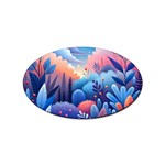 Nature Night Bushes Flowers Leaves Clouds Landscape Berries Story Fantasy Wallpaper Background Sampl Sticker Oval (100 pack)