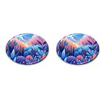 Nature Night Bushes Flowers Leaves Clouds Landscape Berries Story Fantasy Wallpaper Background Sampl Cufflinks (Oval)