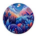 Nature Night Bushes Flowers Leaves Clouds Landscape Berries Story Fantasy Wallpaper Background Sampl Round Ornament (Two Sides)