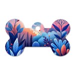 Nature Night Bushes Flowers Leaves Clouds Landscape Berries Story Fantasy Wallpaper Background Sampl Dog Tag Bone (Two Sides)