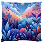 Nature Night Bushes Flowers Leaves Clouds Landscape Berries Story Fantasy Wallpaper Background Sampl Large Cushion Case (One Side)