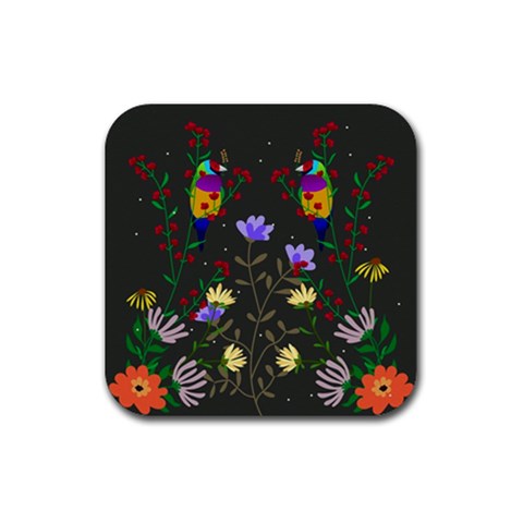 Bird Flower Plant Nature Rubber Coaster (Square) from UrbanLoad.com Front