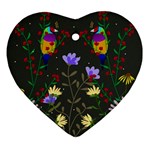 Bird Flower Plant Nature Heart Ornament (Two Sides)
