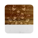 Bird Flower Plant Nature Marble Wood Coaster (Square)