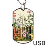 Books Flowers Book Flower Flora Floral Dog Tag USB Flash (One Side)