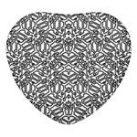 Monochrome Maze Design Print Heart Glass Fridge Magnet (4 pack)
